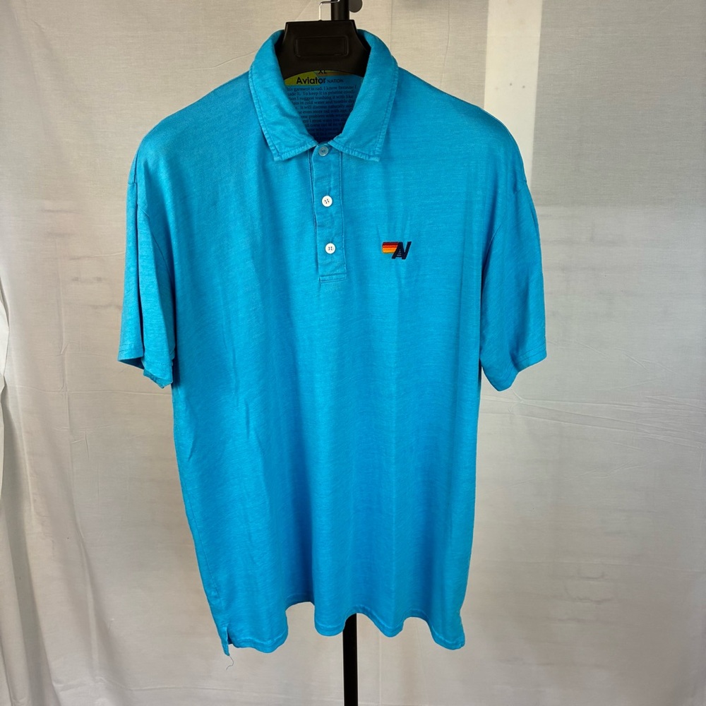 Aviator Nation Short-Sleeve Polo in Ocean XL - Picture 2 of 11